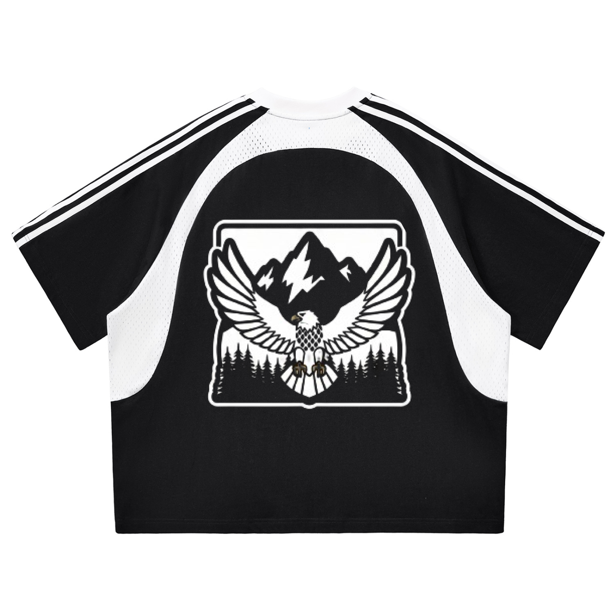 Outdoors - Contrast Stripes Panel Mesh T-shirt
